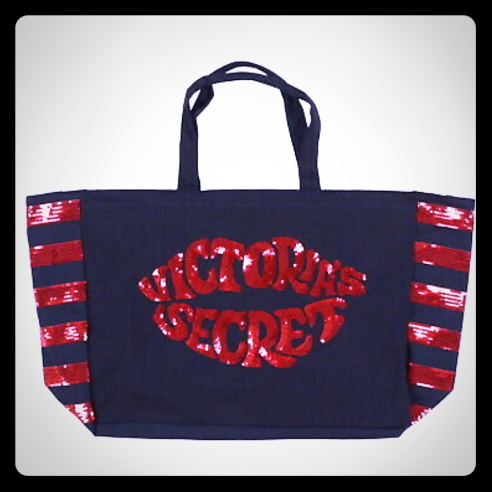 NWT! VS black and red lips tote